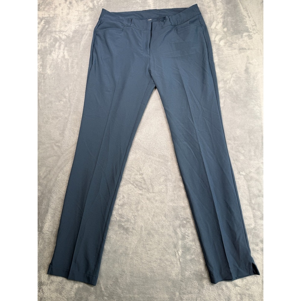 Adidas Primegreen Golf Pants Womens 12 Blue Stretch Mid Rise Ankle Slit Straight